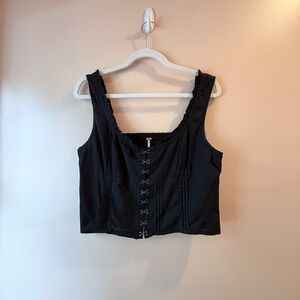 Free People Black Button-Front Tank Top